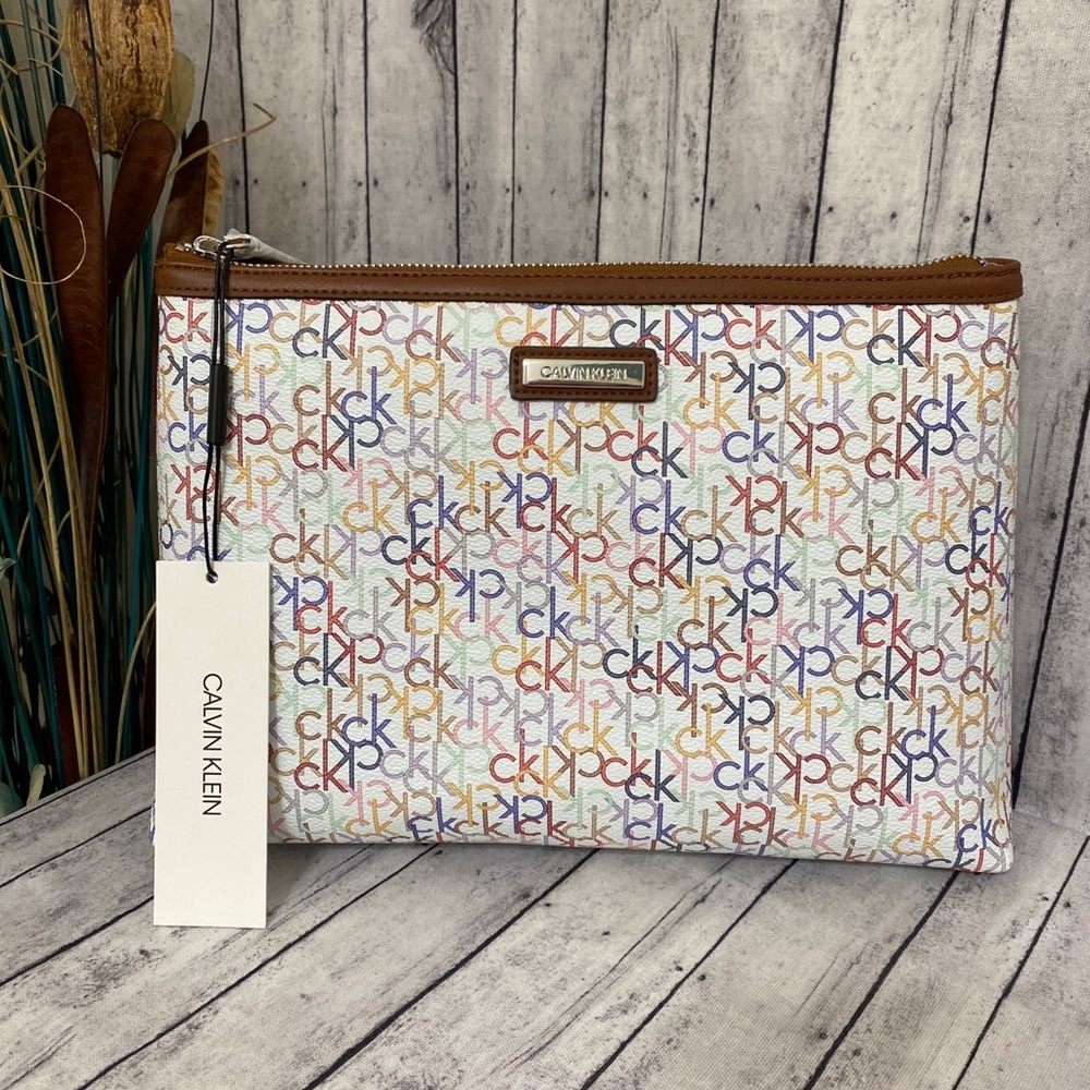CALVIN KLEIN WOMENS CK SIGNATURE LOGO CLUTCH